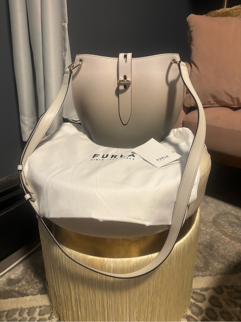 Furla Mini Unica Bag in Off-White/Sage